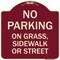 Signmission No Parking on Grass Sidewalk or Street Heavy-Gauge Aluminum Sign, 18" x 18", BU-1818-23697 A-DES-BU-1818-23697 - alternate 1